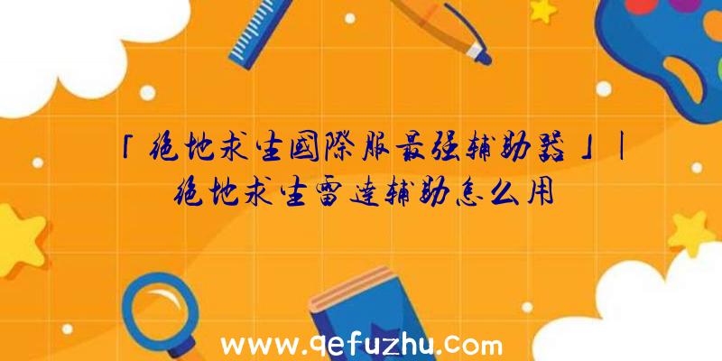 「绝地求生国际服最强辅助器」|绝地求生雷达辅助怎么用